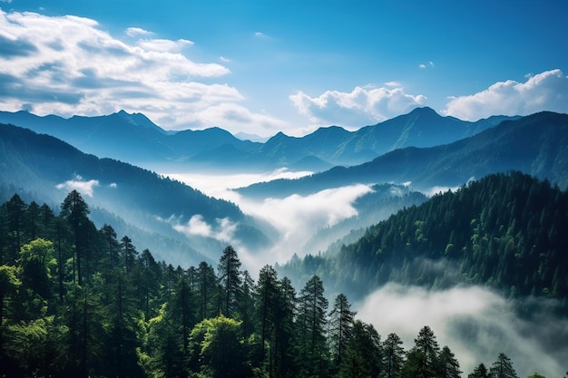 Mountain range with a blue sky