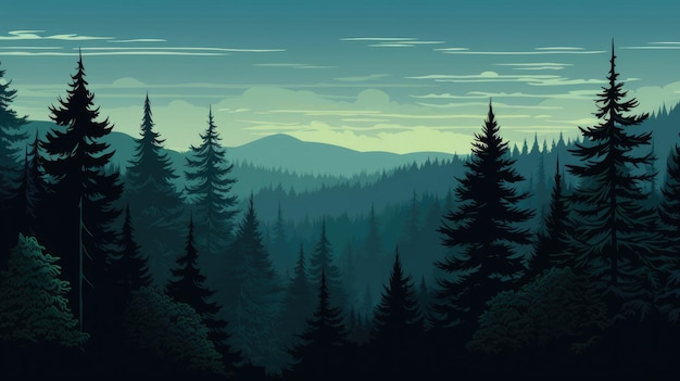 Photo mountain range with pine trees