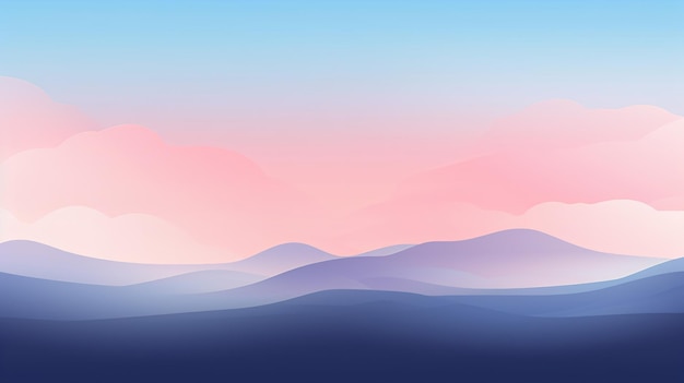 A mountain range with a pink sky in the background