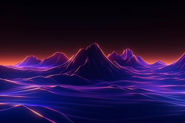 A mountain range with purple and orange colors.