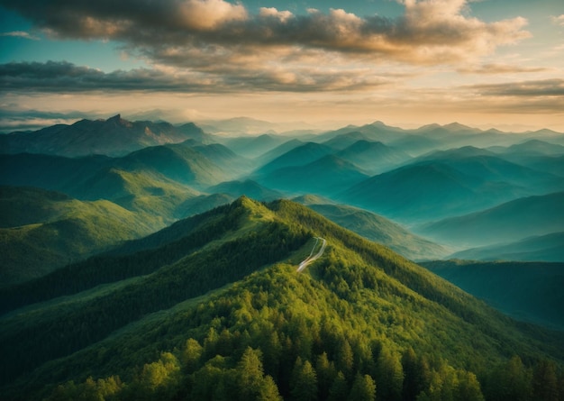 a mountain range with a road running through it