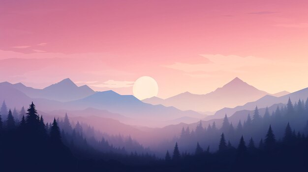 Premium AI Image | a mountain range with a sunset in the background