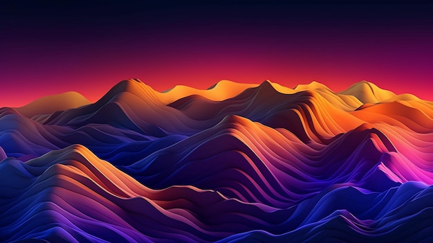 Mountain range with a sunset in the background