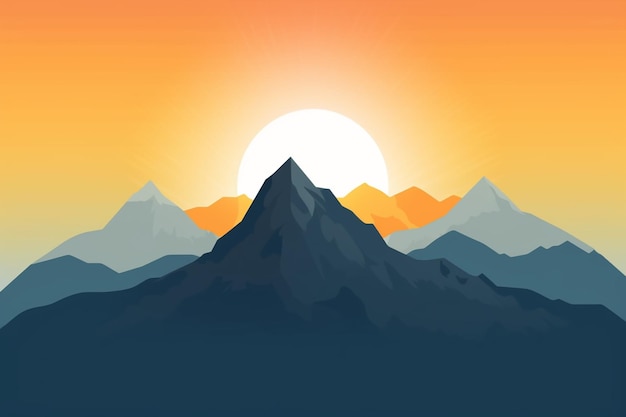 A mountain range with a sunset in the background.