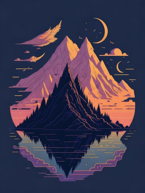 A mountain range with the words