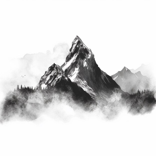 Photo mountain ranges white background simple design