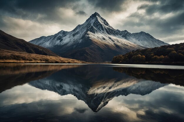 Photo mountain reflection on calm lake