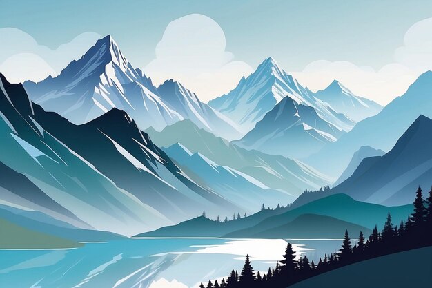 Mountain Reflections Captivating Landscape Background Tranquil Waters Mirroring Majestic Peaks A Scenic Symphony of Natures Beauty Generative AI