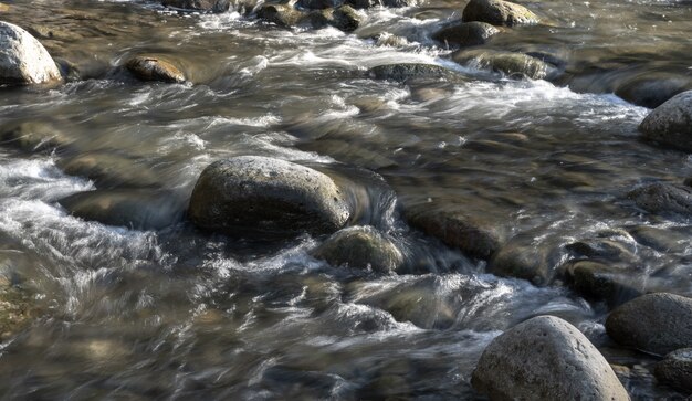 Mountain river with clear water