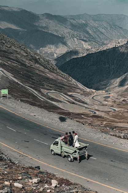 Mountain road in babusar pass, one of the highest roads in
pakistan