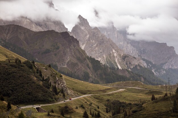 Mountain road - serpentine in the mountains Dolomites, Italy