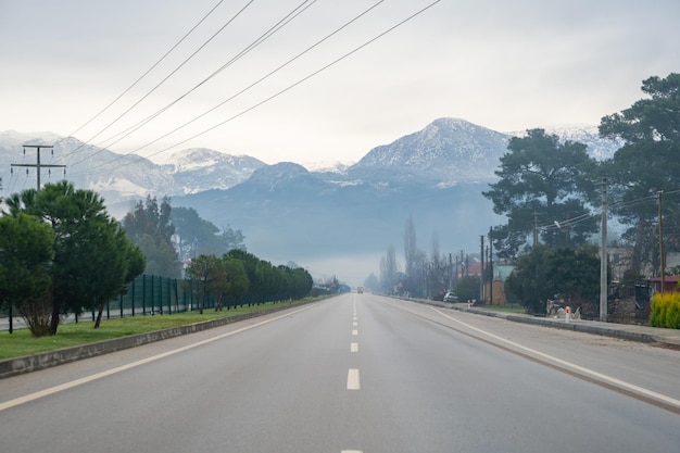 Mountain roads near antalya city in winter time turkey