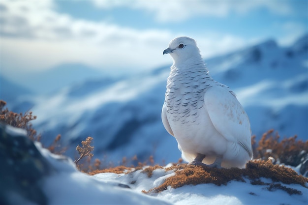 Photo mountain rock ptarmigan in its natural habitat ai generated