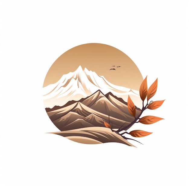 Mountain sand and leaves logo