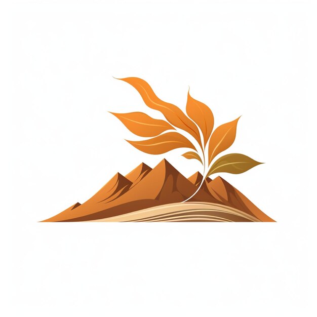 Photo mountain sand and leaves logo