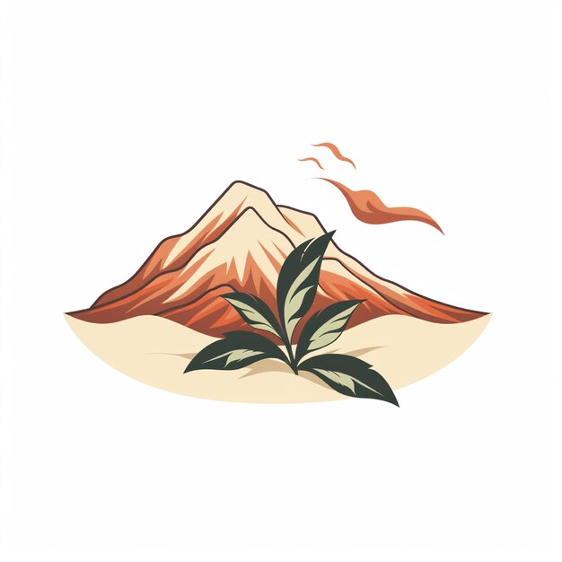 Photo mountain sand and leaves logo