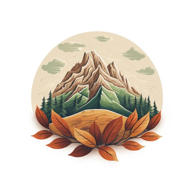 Photo mountain sand and leaves logo