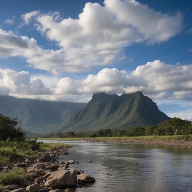 Photo mountain sea rivers love and peace