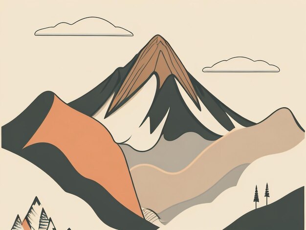 Foto mountain serenity disegnato a mano mountain line art