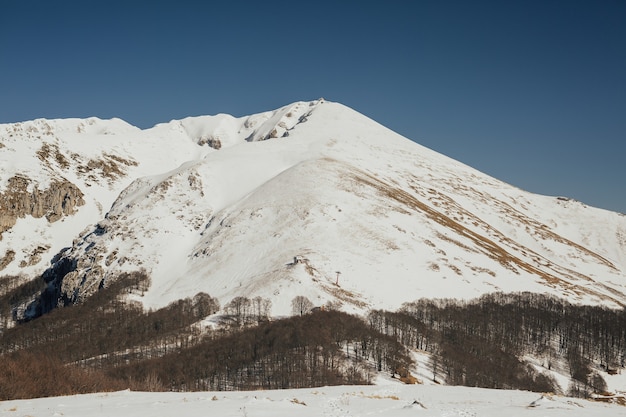 Mountain ski resort in winter in Italy.