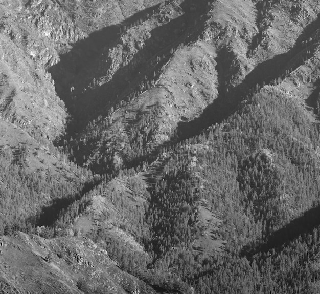 Mountain slope in black and white background