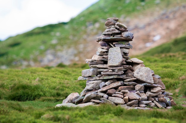 Mountain stones stacked and balanced