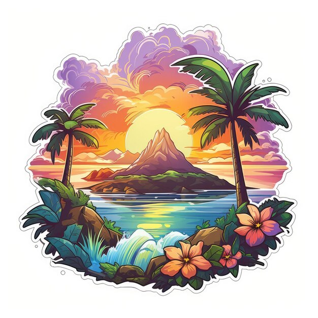 Mountain sunrise sticker