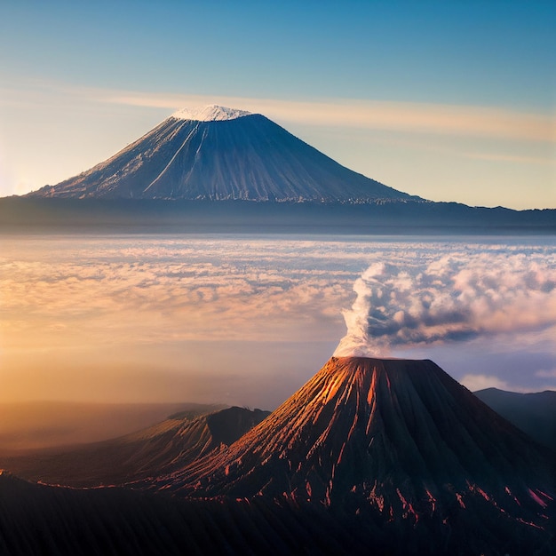 夕暮れの山 美しい風景