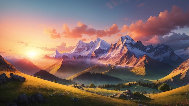 Mountain in Sunset Beautiful landscape