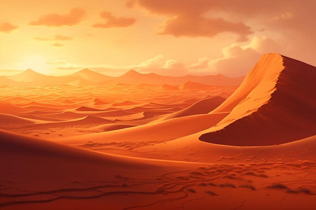 Mountain Sunset and Sand Dunes Generative AI