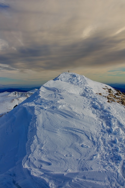 Mountain top and sky with storm. climatological concept