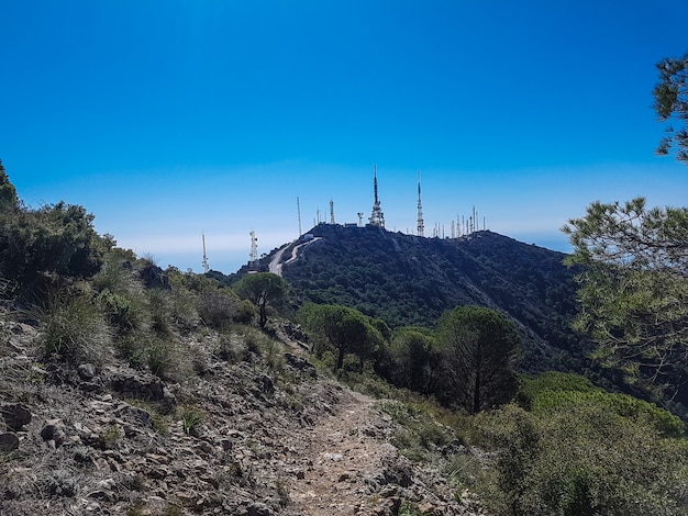 Mountain top with antennas