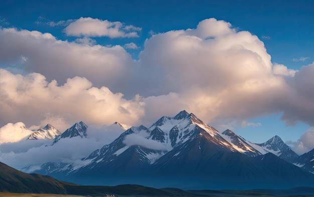 Mountain tops among the clouds