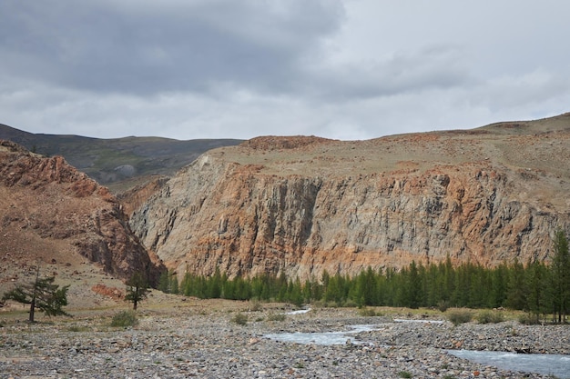 Mountain valley of Altai mountains fabulous landscape of wildlife amazing views of the mountain ranges Hike