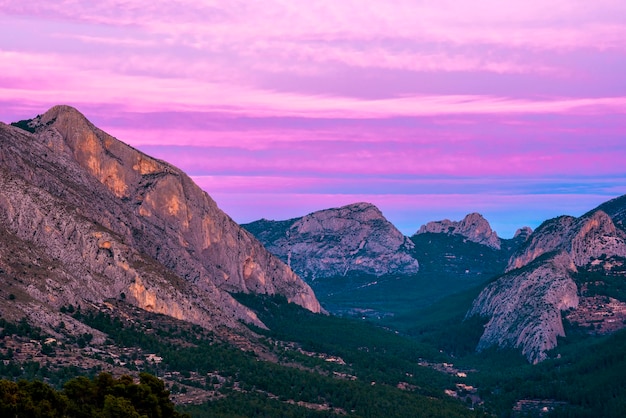 Mountain valley barranc de l'arc key place to practice adventure sports sella alicante spain