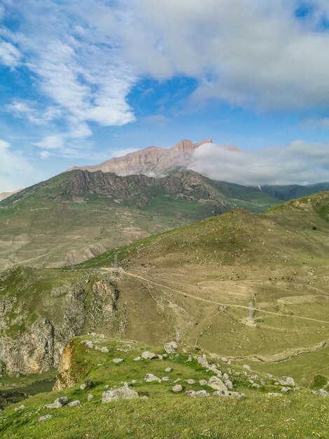 A mountain valley in the gorge of the CherekBalkar River in the vicinity of the Gymyhli Caucasus