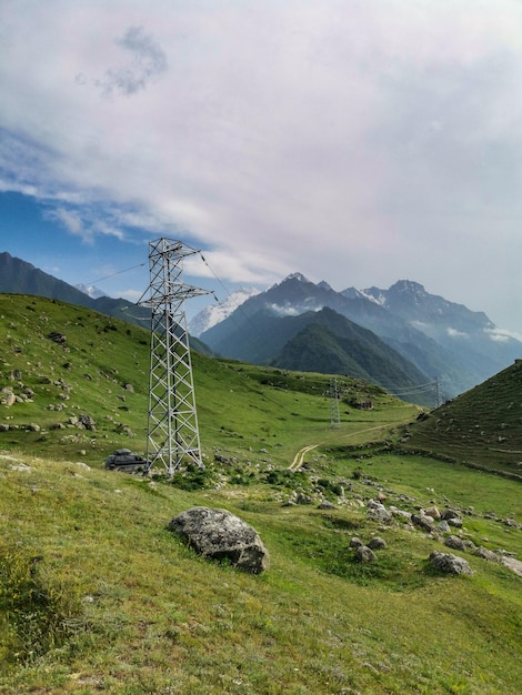 A mountain valley in the gorge of the CherekBalkar River in the vicinity of the Gymyhli Caucasus