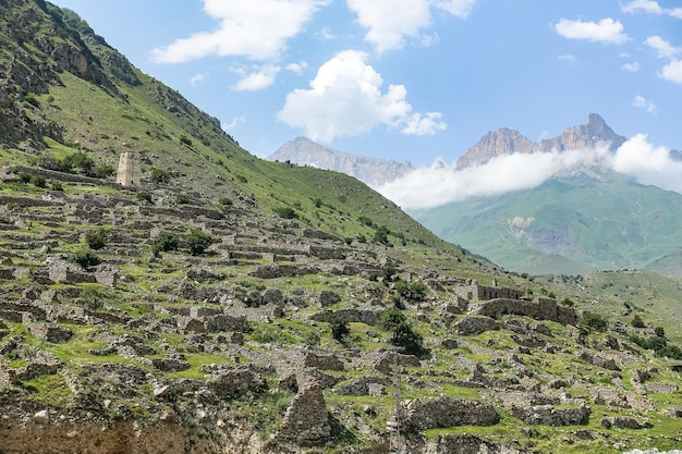 A mountain valley in the gorge of the CherekBalkar river in the vicinity of the Ushtulu Caucasus