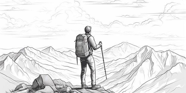 Photo mountain vector art line art camping drawing