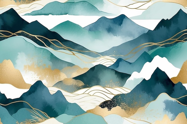 Mountain Vector Art Minimal Landscape with Watercolor Touch