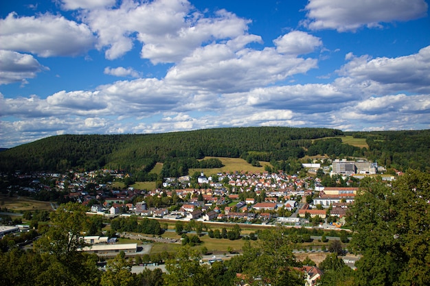 Mountain view of the city, in Germany. Walk through the Castle grounds.