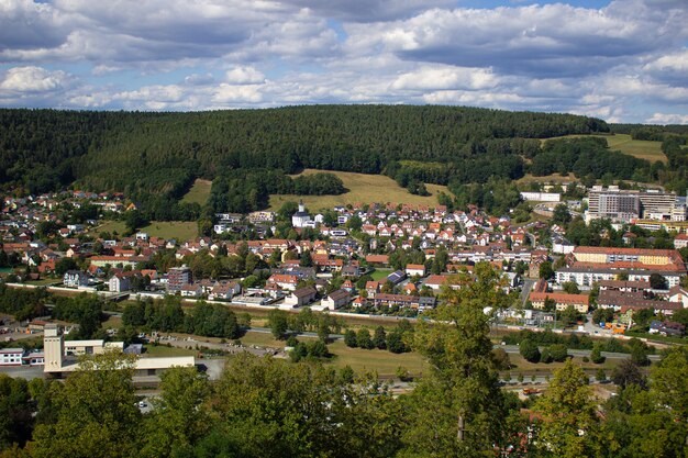 Mountain view of the city, in Germany. Walk through the Castle grounds.