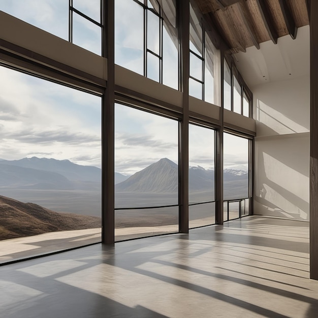 Mountain view in luxury house window