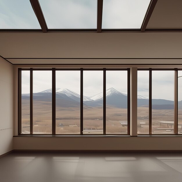 Mountain view in luxury house window