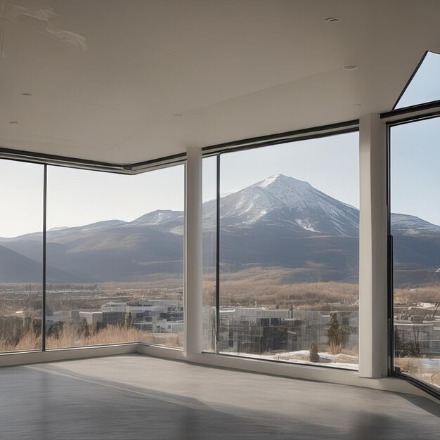 Mountain view in luxury house window