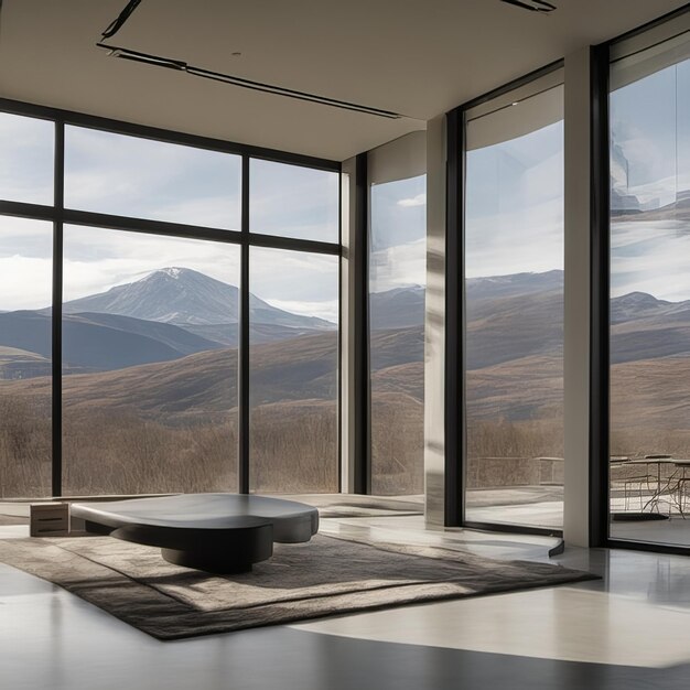 Mountain view in luxury house window