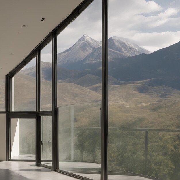 Mountain view in luxury house window