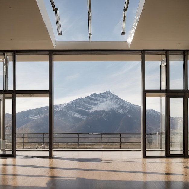 Photo mountain view in luxury house window