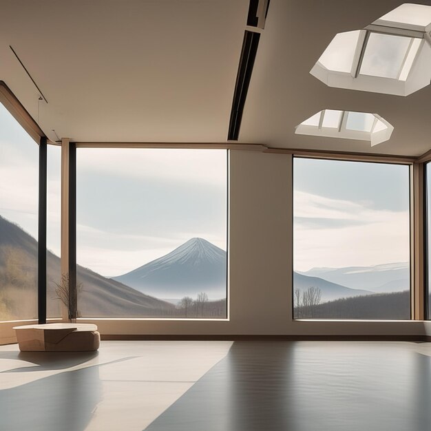 Mountain view in luxury house window