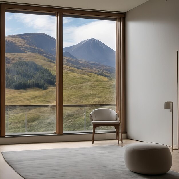 Mountain view in luxury house window
